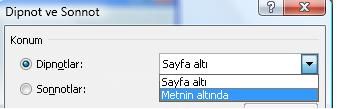 Office 2007 Dipnot Ve Sonnot Eklemek, Dipnot Ve Sonnot Penceresi