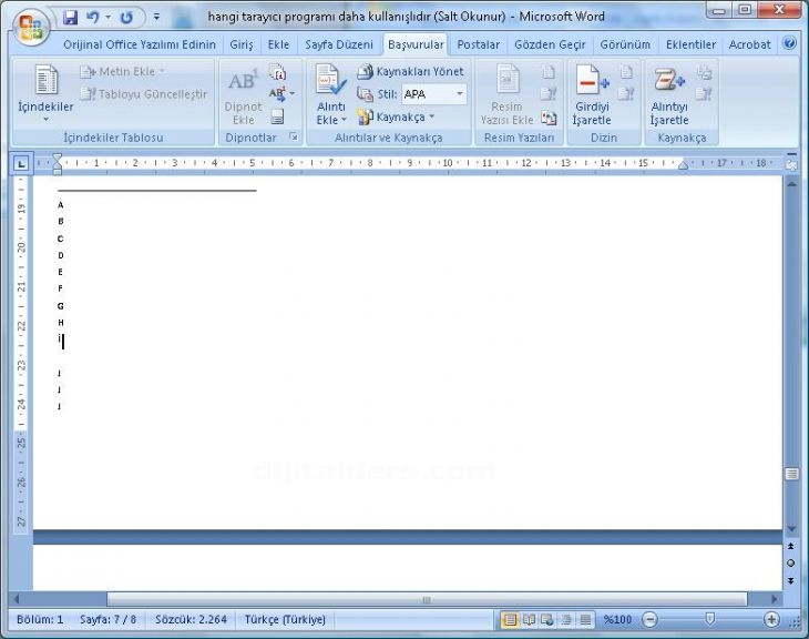 Office 2007 Dipnot Ve Sonnot Eklemek, Dipnot Ve Sonnot Penceresi