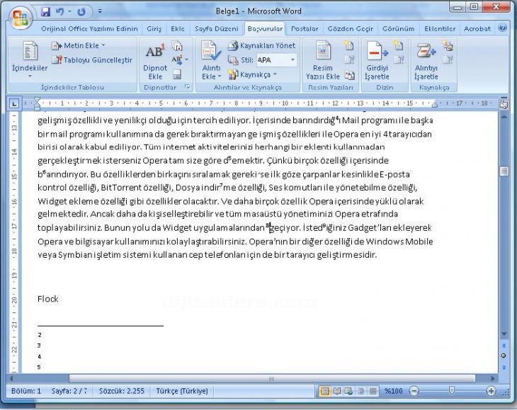 Office 2007 Dipnot Ve Sonnot Eklemek, Dipnot Ve Sonnot Penceresi