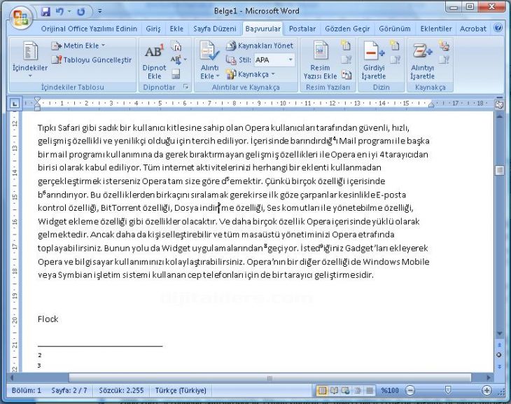 Office 2007 Dipnot Ve Sonnot Eklemek, Dipnot Ve Sonnot Penceresi