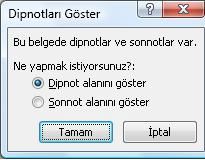 Office 2007 Dipnot Ve Sonnot Eklemek, Dipnot Ve Sonnot Penceresi