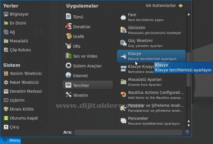 Linux MİNTde Klavye Değişimi