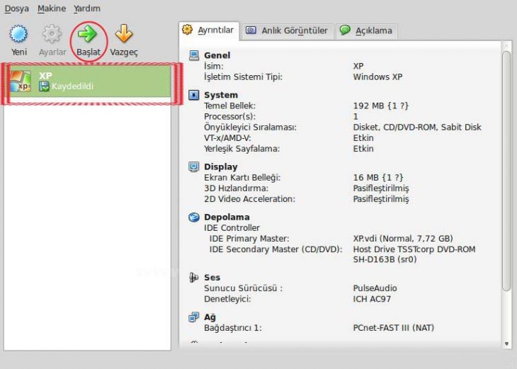 Virtualbox8216;da makine anlık durumunu kaydetmek.