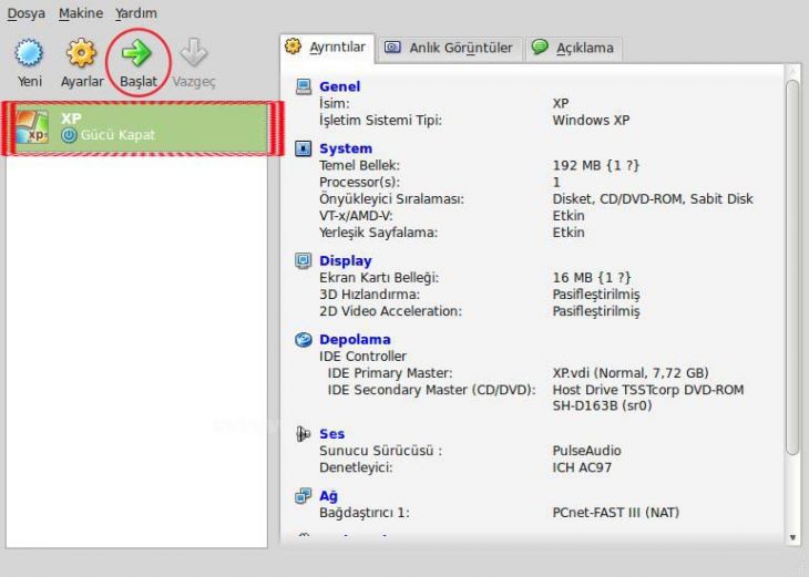 Virtualbox8216;da makine anlık durumunu kaydetmek.