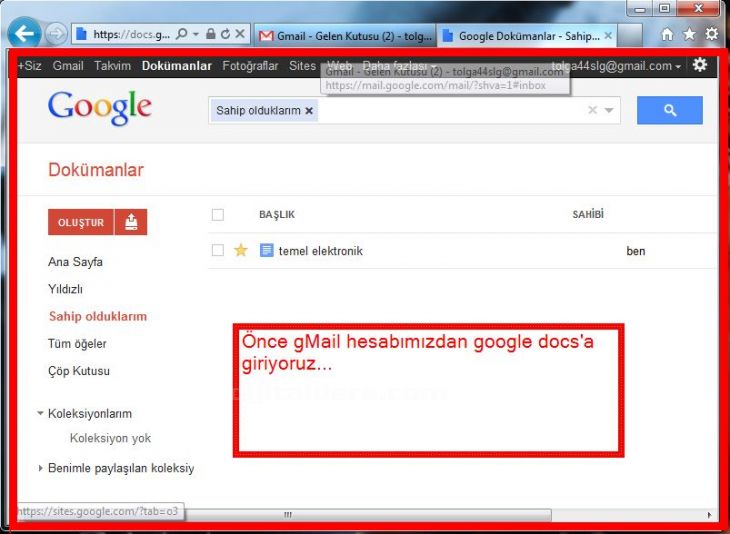 google docs içindeki dosyaların tanımı.