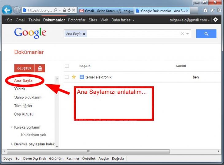 google docs içindeki dosyaların tanımı.