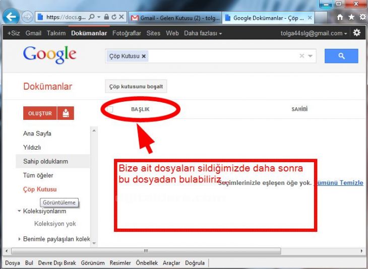 google docs içindeki dosyaların tanımı.