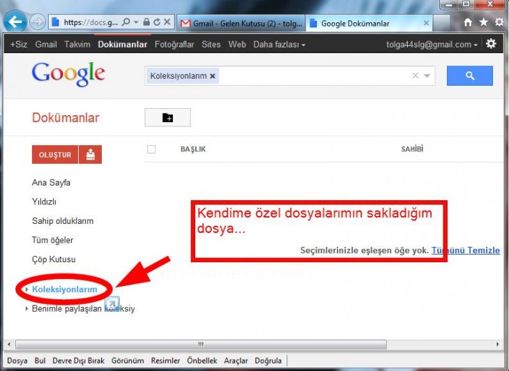 google docs içindeki dosyaların tanımı.