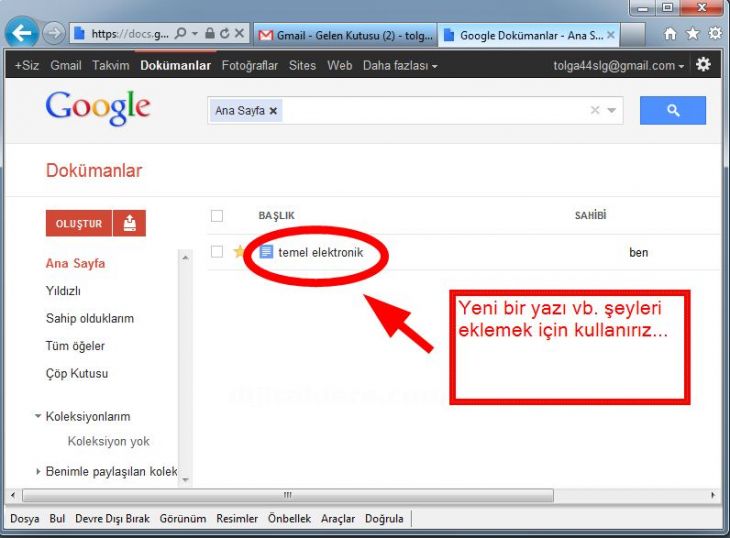 google docs içindeki dosyaların tanımı.