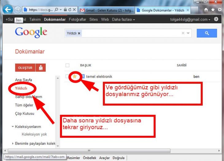 google docs içindeki dosyaların tanımı.