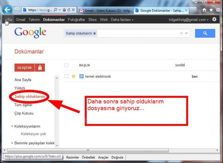 google docs içindeki dosyaların tanımı.