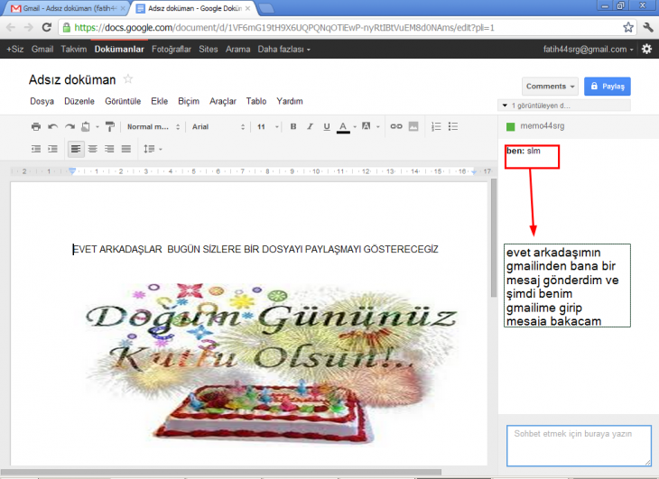 Google Docs Hesabında Paylaş Butonu Tanıtma