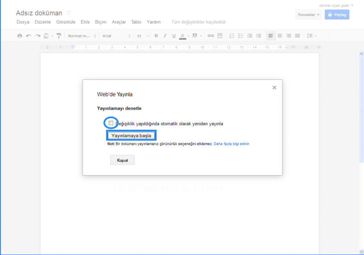 Google Docs File Menüsü