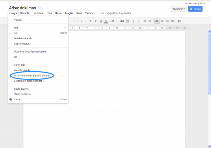 Google Docs File Menüsü