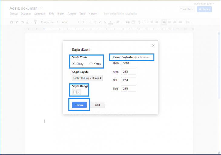 Google Docs File Menüsü