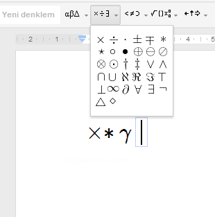 Google Docs Ekle Menüsü