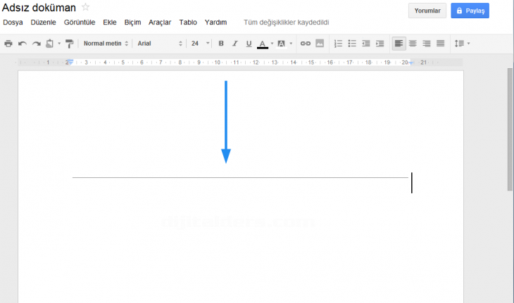 Google Docs Ekle Menüsü