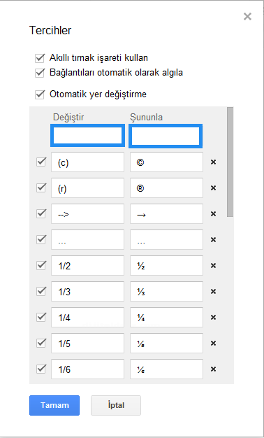 Google Dökümanlar Araçlar Menüsü