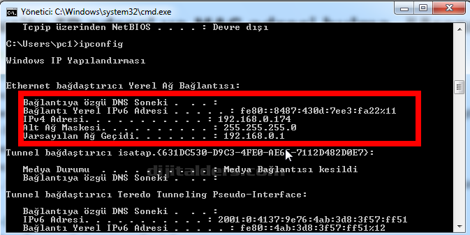 Bilgisayarının ıp Adresini Bulma