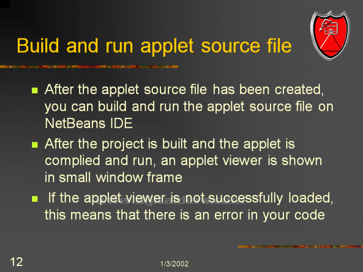 NetBeans IDE'si üzerinden Applet Çalıştırmak