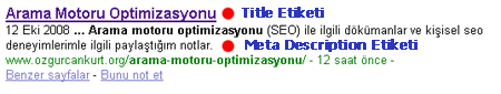 Arama Motorları için gerekli HTML tagları ve kullanımları