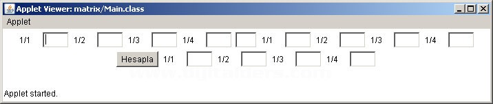 Matris işlemleri yapan applet