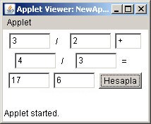 Rasyonel sayı işlemleri yapabilen applet