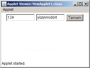 Rakamları metne çeviren applet uygulaması