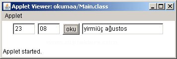 Rakamları metne çeviren applet uygulaması