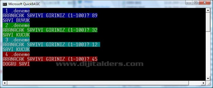 QBasic ile Yapılmış Sayı Tahmin Oyunu