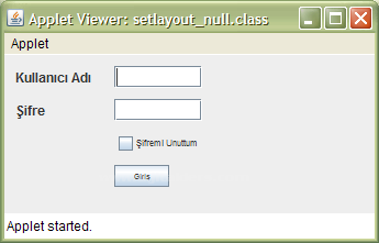Java Applet Layout Kullanımları