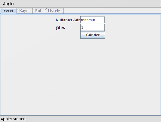 Java ile Mysql Kullanılarak Yapılan Adres Defteri Appleti