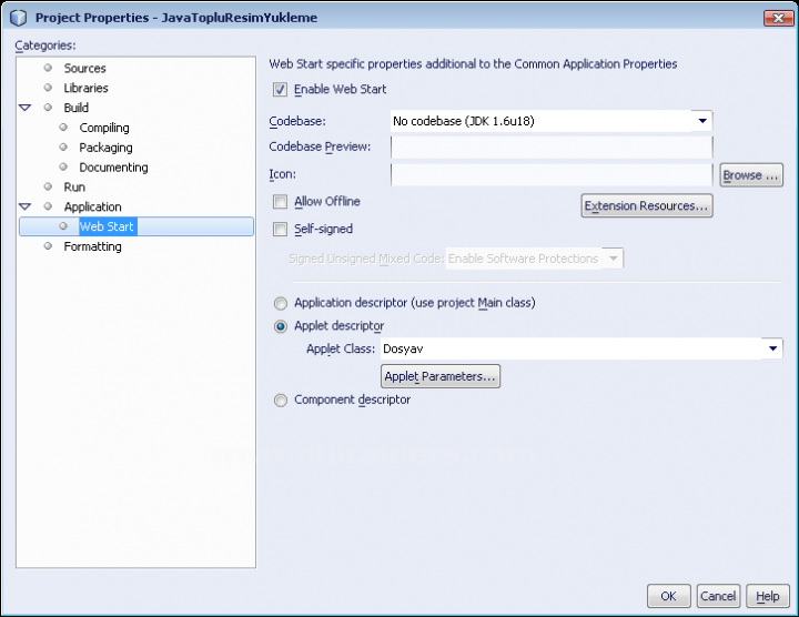 NetBeans IDE üzerinden Applet parametleri tanımlamak