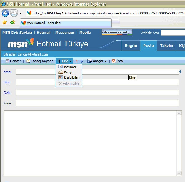 Hotmail ile ataçlı mail yollamak için yapılması gerekenler