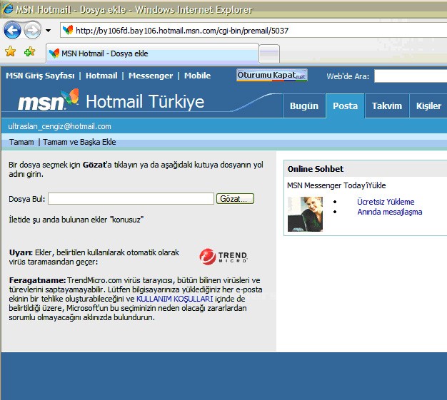 Hotmail ile ataçlı mail yollamak için yapılması gerekenler