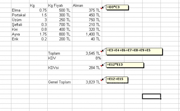 4 İşlem İçeren Tablolar