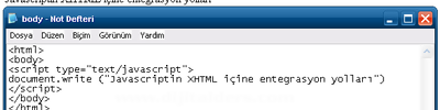 Javascriptin Xhtml İçerisine Entegrasyon Yolları