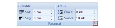 Cetvel Üzerindeki Paragraf İşlemleri