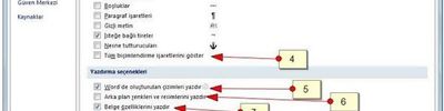Word 2007 Seçenekleri Görüntü Seçeneği