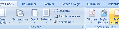 Office 2007 ' de Kenarlıklar ve Gölgelendirme