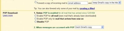 Gmail POP ayarları