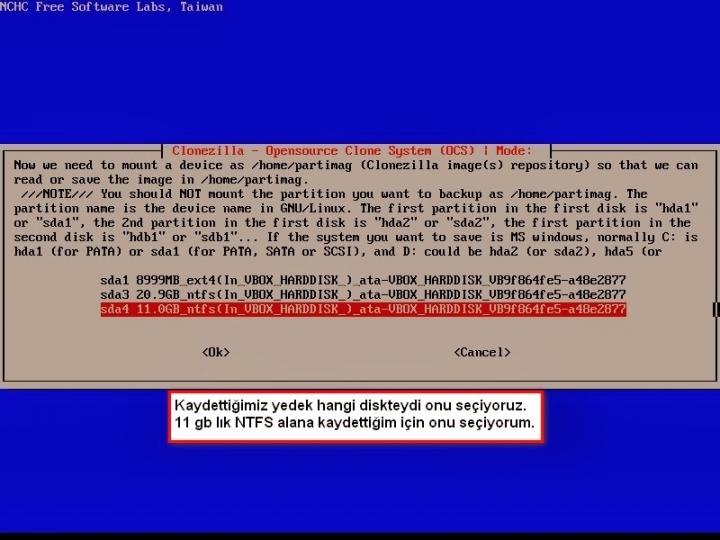 Clonezilla ile Yedek Almak