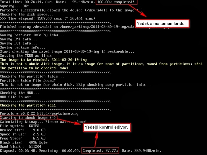 Clonezilla ile Yedek Almak