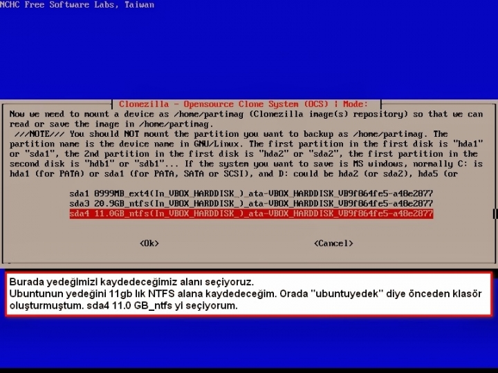 Clonezilla ile Yedek Almak