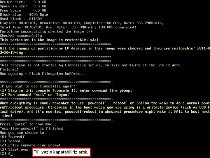 Clonezilla ile Yedek Almak