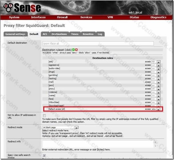 Pfsense Kullanıcı Bazlı Web Filtreleme ve Download Yasaklama