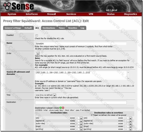 Pfsense Kullanıcı Bazlı Web Filtreleme ve Download Yasaklama