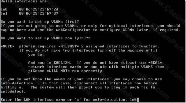 Pfsense Kurulum ve ilk Ayarlar