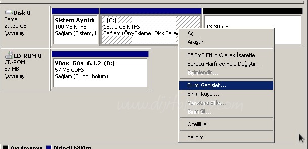 Virtualbox Disk Boyutu Artırma (Dinamik Olarak Ayrılan Diskler için)