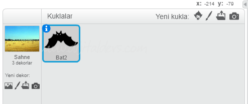 Scratch il eSağa Sola Yukarı Aşağı Hareket Eden Yarasa Yapımı